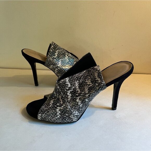 Trina Turk Laguna Leather Snake Print 1940s Style Heels Shoe Open Toe Women's 8 - Picture 2 of 9